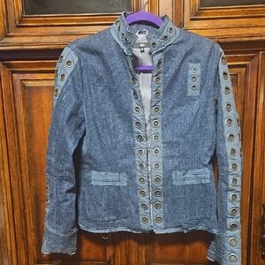 Luii Blue Jean Jacket with Grommet Accents